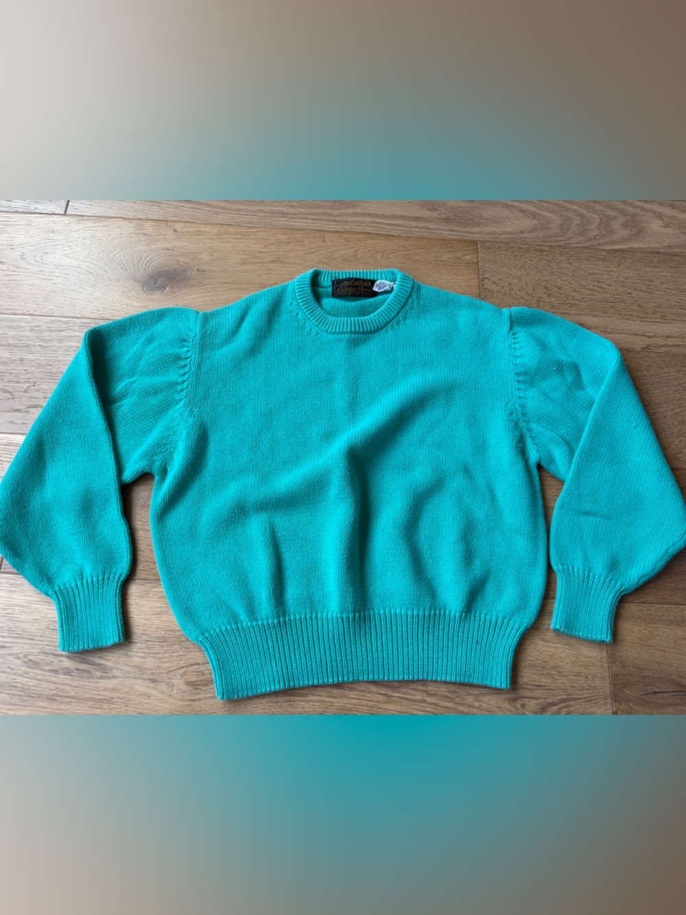 90’s vintage eddie bauer 100% cotton crew neck sweater green/teal